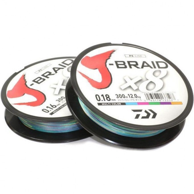 Шнур DAIWA J-Braid X8 0,22мм 300м multicolor 12755-122RU